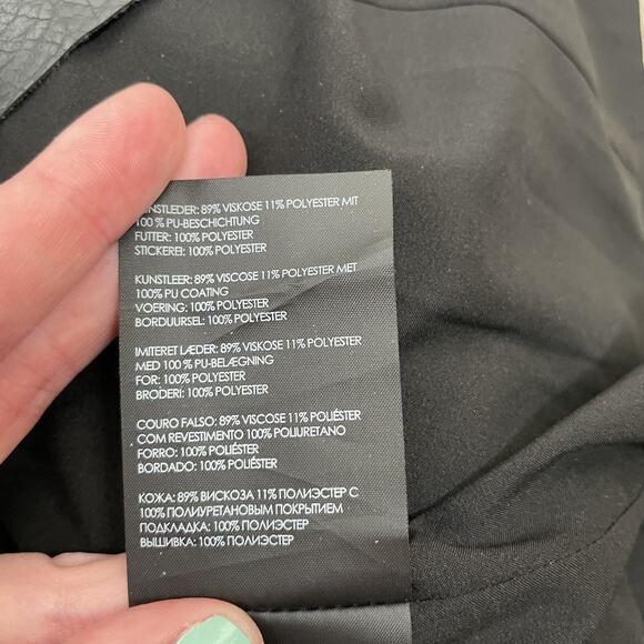 Club Monaco Edvard Skirt Womens 6 Black Faux Leather Embroidered Floral Roses - Picture 8 of 12